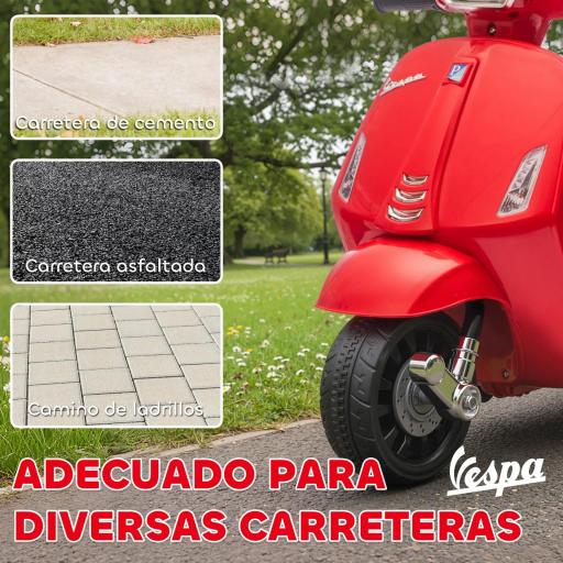 Moto Eléctrica para Niños de 2-6 Años con Batería 6V Faro Bocina y Ruedas Auxiliares Rojo [5]