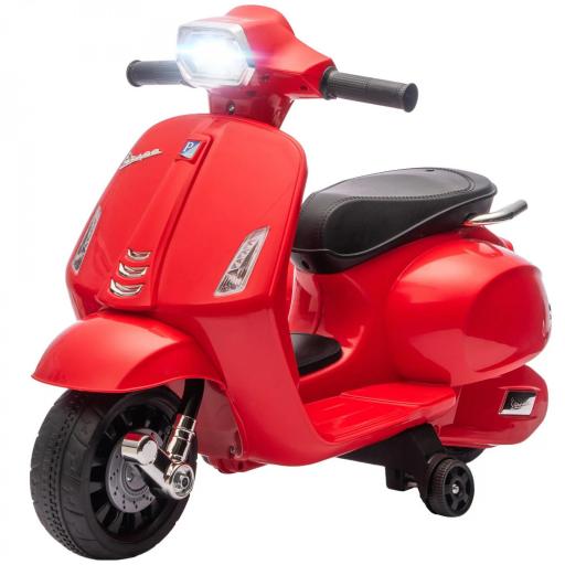 Moto Eléctrica para Niños de 2-6 Años con Batería 6V Faro Bocina y Ruedas Auxiliares Rojo [6]