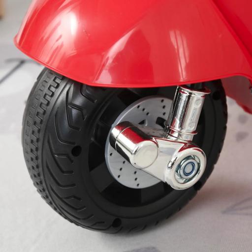 Moto Eléctrica Vespa para Niños de 18-36 Meses Moto de Batería 6V con Faro Bocina y 4 Ruedas Motocicleta Infantil con Licencia 66,5x38x52 cm Rojo [8]