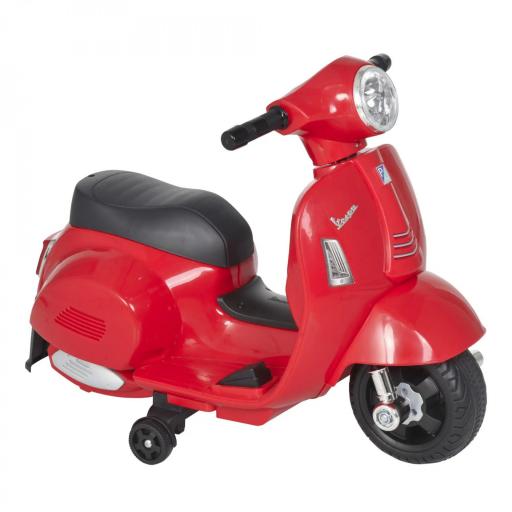 Moto Eléctrica Vespa para Niños de 18-36 Meses Moto de Batería 6V con Faro Bocina y 4 Ruedas Motocicleta Infantil con Licencia 66,5x38x52 cm Rojo [6]
