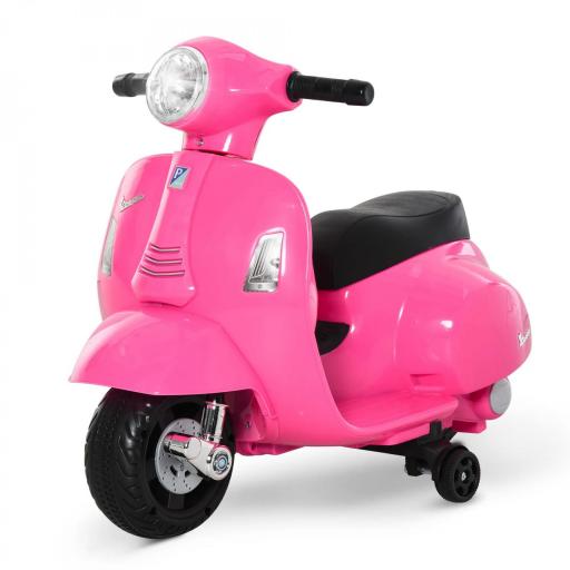 Moto Eléctrica Vespa para Niños de 18-36 Meses Moto de Batería 6V con Faro Bocina y 4 Ruedas 66,5x38x52 cm Rosa [7]