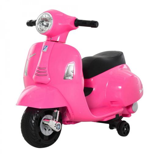 Moto Eléctrica Vespa para Niños de 18-36 Meses Moto de Batería 6V con Faro Bocina y 4 Ruedas 66,5x38x52 cm Rosa [8]