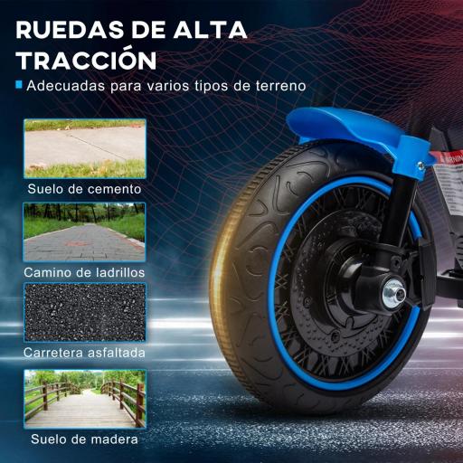 Moto Eléctrica para Niños de 18-36 Meses con Batería 6V Faro y Ruedas Auxiliares Desmontables Azul [2]