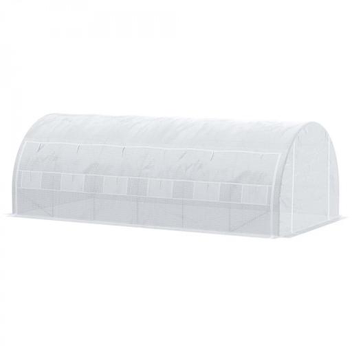 Invernadero de Exterior 6x3x2 m Invernadero de Túnel con Puerta y 12 Ventanas de Malla Enrollables Invernadero de Huerto para Patio Jardín Blanco. [8]