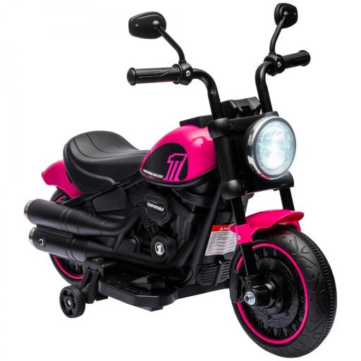 Moto Eléctrica para Niños de 18-36 Meses con Batería 6V Faro y Ruedas Auxiliares Desmontables Rosa [8]