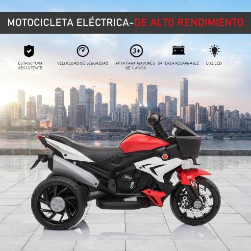 Moto Eléctrica Infantil con Luces Bocina Música Neumáticos Anchos Moto para Niños con Velocidad 3 km/h Rojo [3]