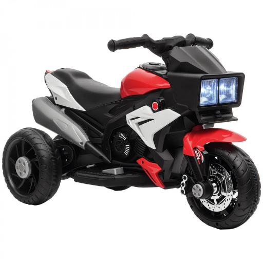 Moto Eléctrica Infantil con Luces Bocina Música Neumáticos Anchos Moto para Niños con Velocidad 3 km/h Rojo [8]