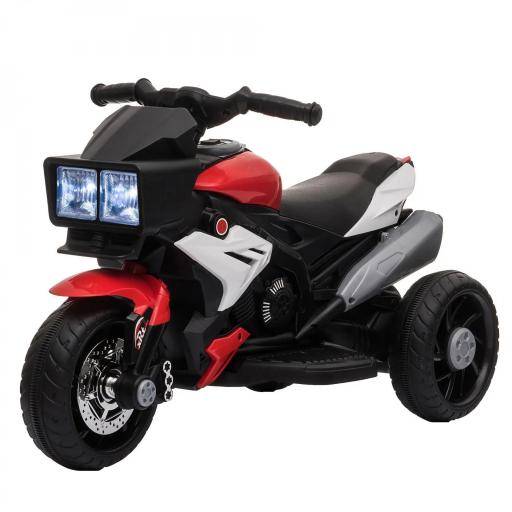Moto Eléctrica Infantil con Luces Bocina Música Neumáticos Anchos Moto para Niños con Velocidad 3 km/h Rojo [9]