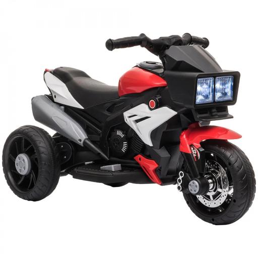Moto Eléctrica Infantil con Luces Bocina Música Neumáticos Anchos Moto para Niños con Velocidad 3 km/h Rojo [7]