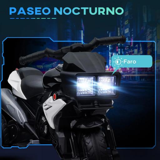 Moto Eléctrica Infantil con Luces Bocina Música Neumáticos Anchos Moto para Niños con Velocidad 3 km/h Negro [2]