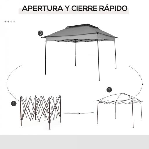Carpa Plegable Gazebo 3,3x3,3 m con 4 Paredes Laterales de Malla Anti-UV y Bolsa de Transporte Gris Claro [2]