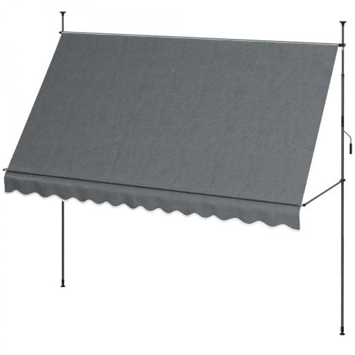 Toldo Manual Retráctil con Manivela 350x120x210-300 cm con Altura Ajustable Impermeable y Anti-UV Gris Oscuro [9]