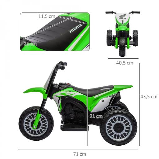 Moto Eléctrica Infantil con Licencia Honda CRF450RL con Velocidad 3 km/h Bocina Sonido de Arranque 71x40,5x43,5 cm Verde [1]