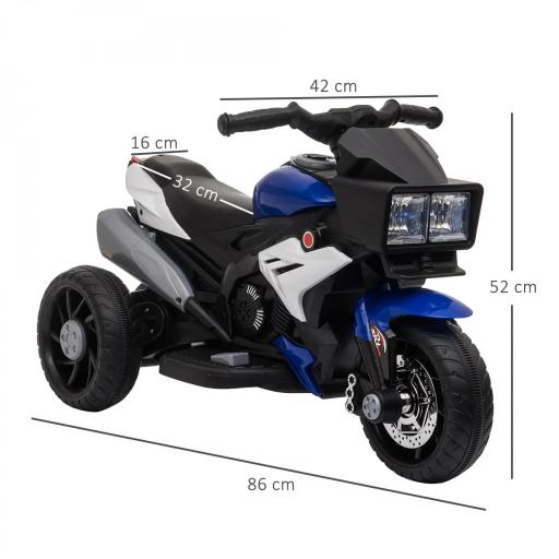 Moto Eléctrica Infantil con Luces Bocina Música Neumáticos Anchos Moto para Niños con Velocidad 3 km/h Azul [1]
