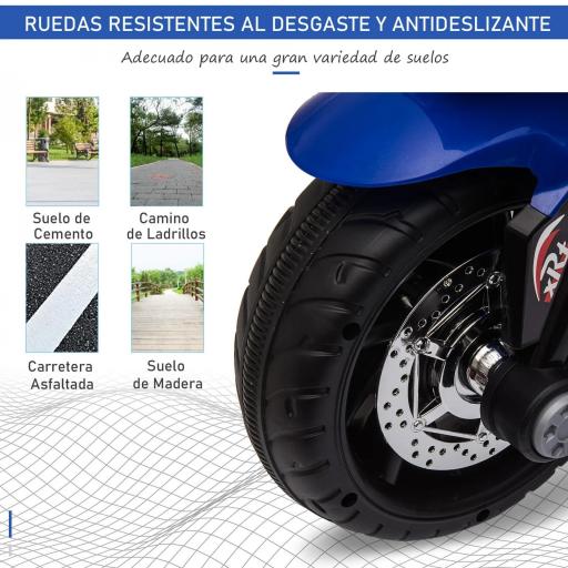 Moto Eléctrica Infantil con Luces Bocina Música Neumáticos Anchos Moto para Niños con Velocidad 3 km/h Azul [7]
