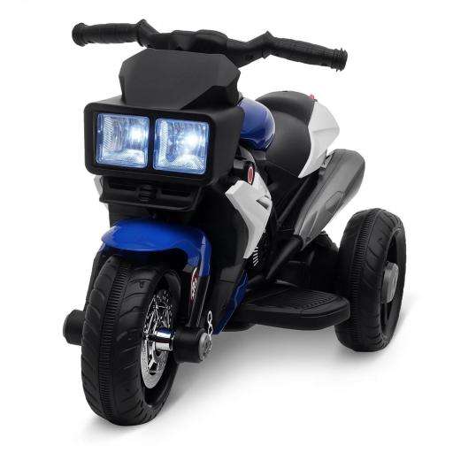 Moto Eléctrica Infantil con Luces Bocina Música Neumáticos Anchos Moto para Niños con Velocidad 3 km/h Azul [4]