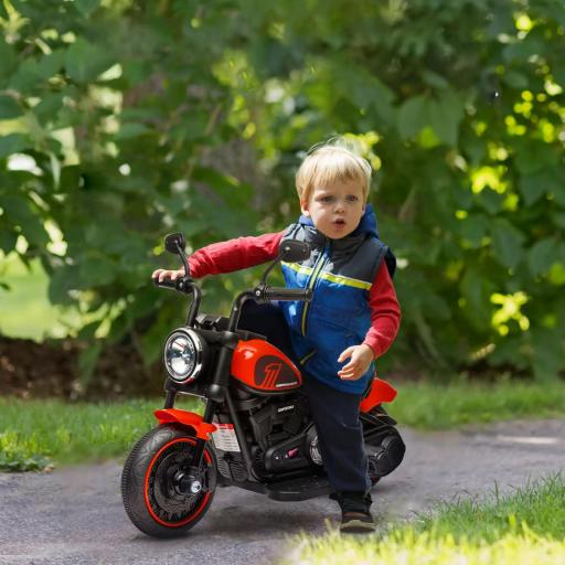 Moto eléctrica para niños 3 km/h 6V con faro LED 2 ruedas de entrenamiento de 18 a 36 meses con motor potente Rojo