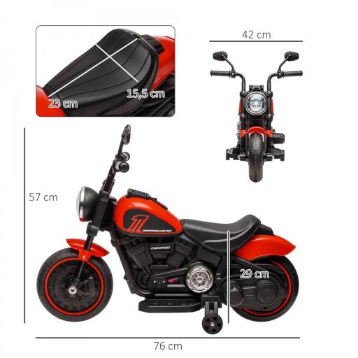Moto eléctrica para niños 3 km/h 6V con faro LED 2 ruedas de entrenamiento de 18 a 36 meses con motor potente Rojo [4]