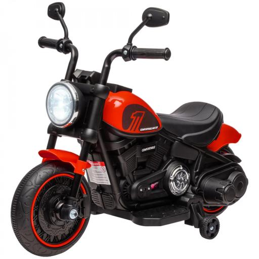 Moto eléctrica para niños 3 km/h 6V con faro LED 2 ruedas de entrenamiento de 18 a 36 meses con motor potente Rojo [2]