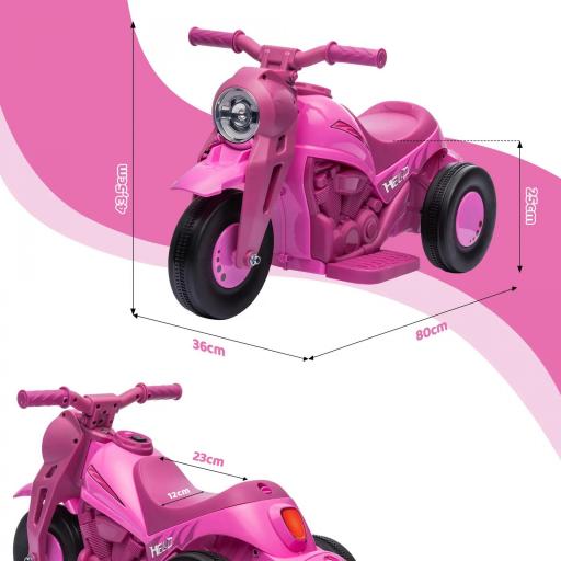Moto eléctrica para niños 2-5 años, 3 ruedas, 6 V, 3 km/h, con función de burbujas, efectos luminosos y sonoros, Rosa [3]
