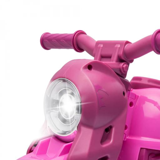 Moto eléctrica para niños 2-5 años, 3 ruedas, 6 V, 3 km/h, con función de burbujas, efectos luminosos y sonoros, Rosa [1]