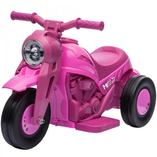 Moto eléctrica para niños 2-5 años, 3 ruedas, 6 V, 3 km/h, con función de burbujas, efectos luminosos y sonoros, Rosa [4]