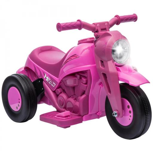 Moto eléctrica para niños 2-5 años, 3 ruedas, 6 V, 3 km/h, con función de burbujas, efectos luminosos y sonoros, Rosa [5]