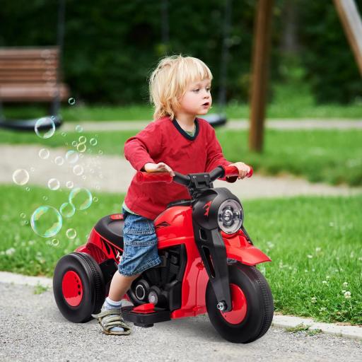 Moto eléctrica para niños, 6V moto para niños con música, burbujas 2,5-3 km/h, para niños de 2-5 años