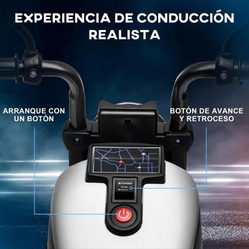 Moto Eléctrica para Niños de 18-36 Meses con Batería 6V Faro y Ruedas Auxiliares Desmontables Blanco [4]