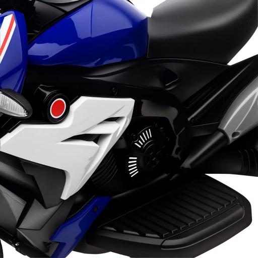 Moto Eléctrica Infantil con 3 Ruedas con Batería 6V Recargable Funciones de Música Bocina Faros 86x42x52 cm Negro y Azul [3]