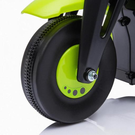 Moto Eléctrica para Niños de +2 Años con Función de Soplar Burbujas Faros Música Velocidad 3 km/h Carga 30 kg Verde [1]