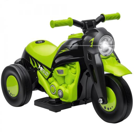 Moto Eléctrica para Niños de +2 Años con Función de Soplar Burbujas Faros Música Velocidad 3 km/h Carga 30 kg Verde [5]