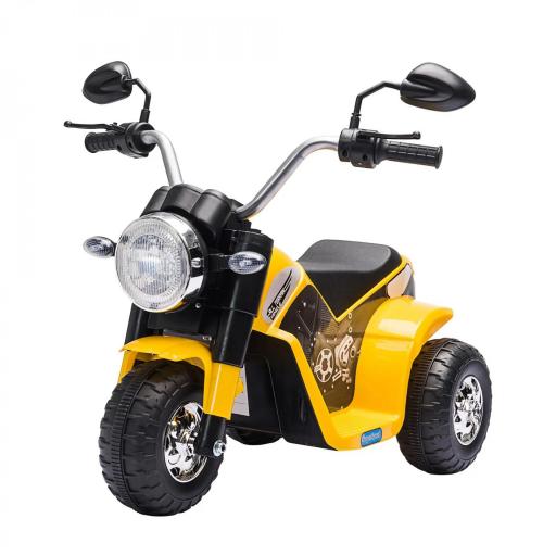 Moto Eléctrica Infantil con 3 Ruedas Moto Eléctrica para Niños de 18-36 Meses Triciclo a Batería 6V con Faro Bocina 72x57x56 cm Amarillo [3]