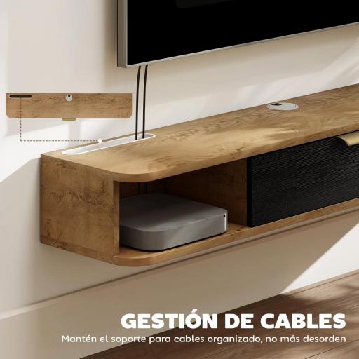 Conjunto de Muebles de Salón Muebles de TV con Estante de Pared Compartimentos Orificios para Cables 120x24x16 cm Roble [4]