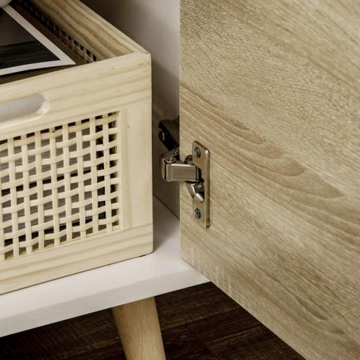 Mueble de TV con Cajón y 2 Puertas para Televisores de hasta 50" 110x40x50 cm Blanco y Madera Natural [7]