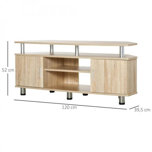 Mesa para TV para Televisores de hasta 55 Pulgadas con 2 Puertas y 2 Estantes para Dormitorio 120x39,5x52 cm Roble [1]