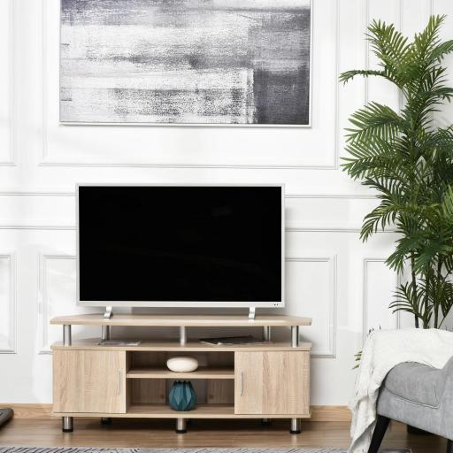Mesa para TV para Televisores de hasta 55 Pulgadas con 2 Puertas y 2 Estantes para Dormitorio 120x39,5x52 cm Roble [4]