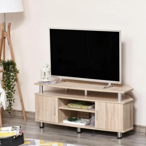 Mesa para TV para Televisores de hasta 55 Pulgadas con 2 Puertas y 2 Estantes para Dormitorio 120x39,5x52 cm Roble [5]