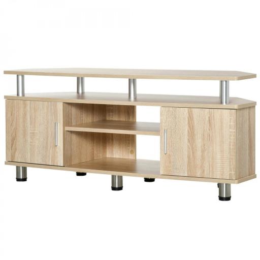 Mesa para TV para Televisores de hasta 55 Pulgadas con 2 Puertas y 2 Estantes para Dormitorio 120x39,5x52 cm Roble [9]