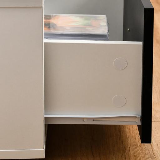 Mueble de TV para Televisores de hasta 60" Mesa para TV de Salón Estilo Moderno con 2 Cajones y Compartimento Abierto 140x30x32 cm Blanco y Negro [7]