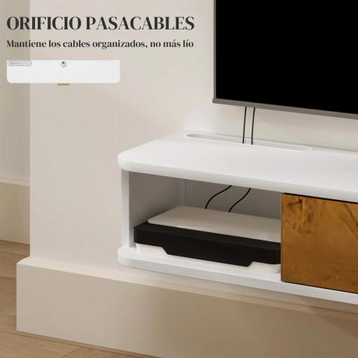 Conjunto Mueble TV y Estante de Pared con Armario y Compartimentos Abiertos Organización de Espacio y Montaje en Pared [4]