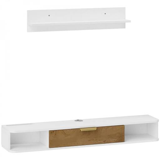 Conjunto Mueble TV y Estante de Pared con Armario y Compartimentos Abiertos Organización de Espacio y Montaje en Pared [9]