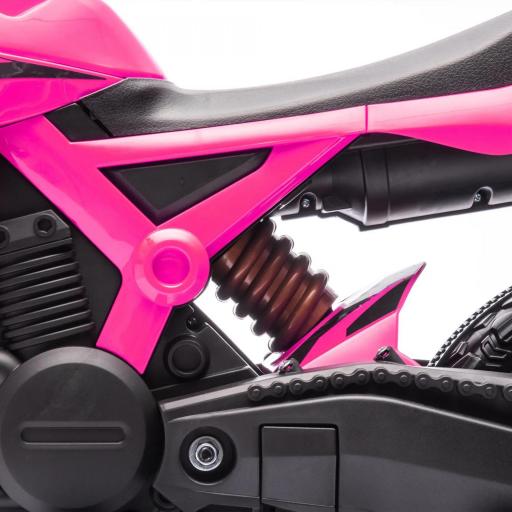 Moto Eléctrica para Niños de +3 Años Moto de Batería para Niños 12V con Ruedas Auxiliar y Bocina Carga 30 kg Rosa [9]