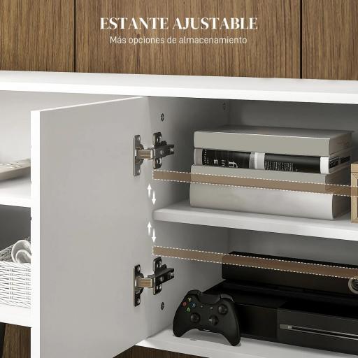 Mueble de TV para Televisores de 65 Pulgadas Moderno con 2 Estantes Abiertos y 1 Estante Ajustable 145x38x65 cm Blanco [3]