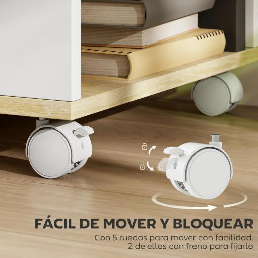 Mueble de TV Flotante y Ruedas con 2 Estantes para Televisores de hasta 55 Pulgadas 120x40x38,5 cm Blanco [4]