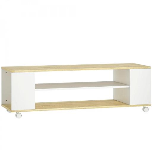 Mueble de TV Flotante y Ruedas con 2 Estantes para Televisores de hasta 55 Pulgadas 120x40x38,5 cm Blanco [10]