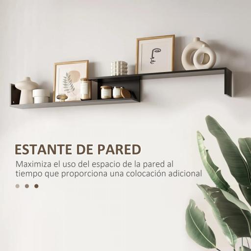 Mueble de Salón para TV Conjunto Muebles de TV 153,6x25x42cm y Estante de Pared 150x14,5x16,3cm Negro y Marrón [2]