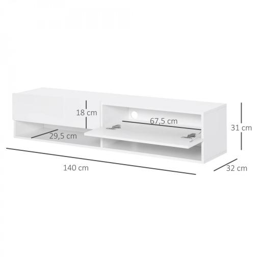 Mueble de TV para Salón de Pared con 2 Compartimentos y 2 Armarios con Puertas Abatibles para Televisión de 60 Pulgadas [1]