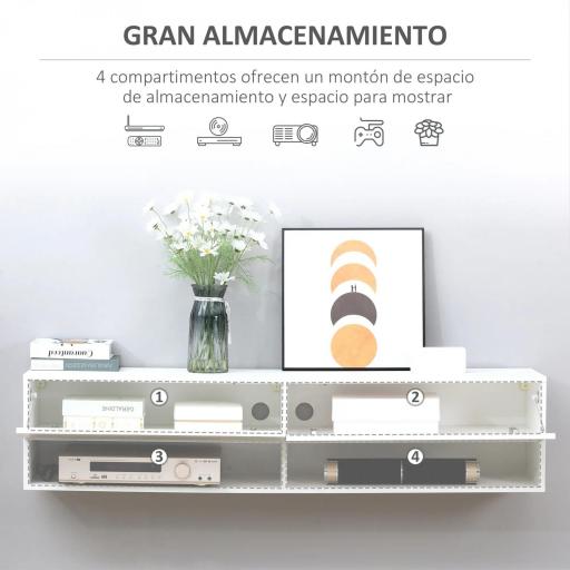 Mueble de TV para Salón de Pared con 2 Compartimentos y 2 Armarios con Puertas Abatibles para Televisión de 60 Pulgadas [2]