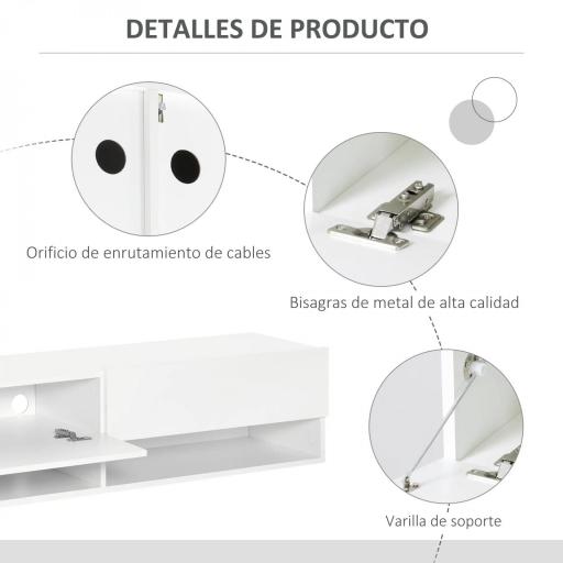 Mueble de TV para Salón de Pared con 2 Compartimentos y 2 Armarios con Puertas Abatibles para Televisión de 60 Pulgadas [4]